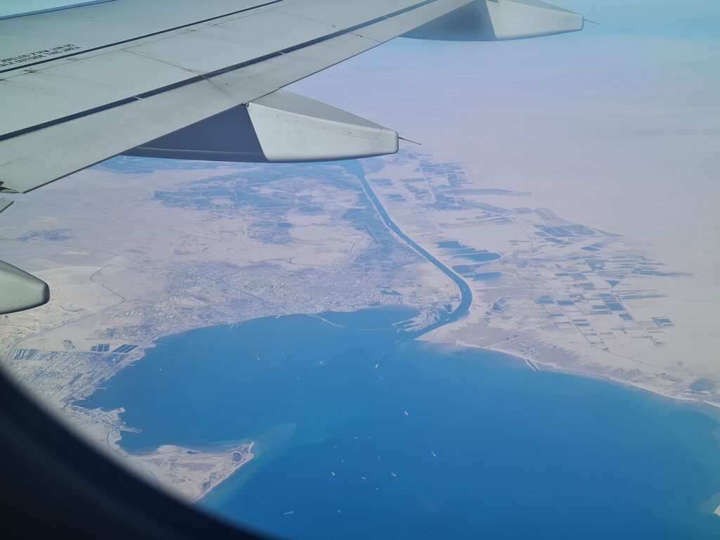 Pohľad na vstup do Suezského prieplavu z Červeného mora